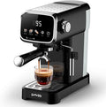 Slim Design 20 Bar Espresso Machine with Milk FrotherSecure Child Lock Digital Temperature Display &amp 43oz Removable Tank Compact Home Coffee MakerBlack