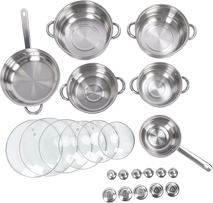 AUNMAS Stainless Steel Cookware Set Professional Even Heating Pots and Pans Induction Kitchen Cookware Sets with Lids for Home Kitchen