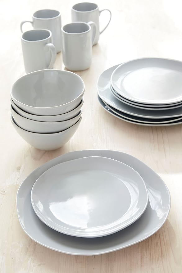 Portmeirion Sophie Conran Arbor 12 Piece Dinneware Set | Organic Shape Stoneware Serving Plates | Appetizer Buffet Dinner and Lunch Plates | Dishwasher Safe