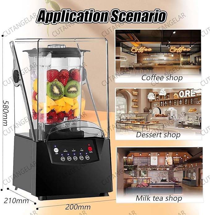 Professional Silent Blender 2200W - 2L Capacity Two-Way Blade Smart Touch Screen Space-Saving Design Silent Smoothie Maker with Lid for Hotel/Bar/Smoothie