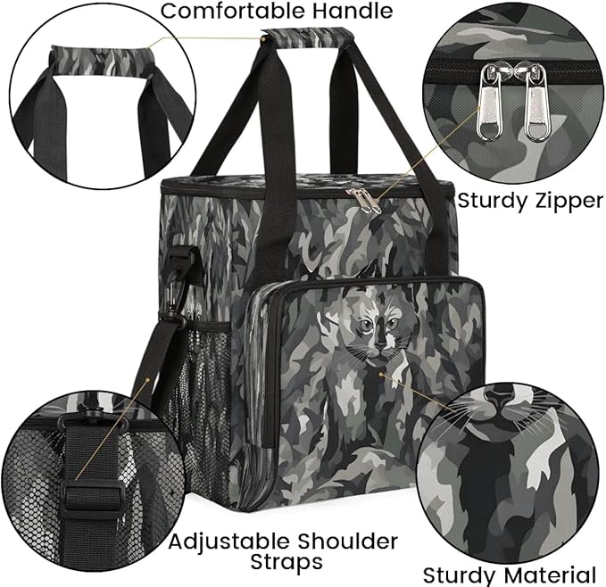 Abstract Camo Cat Coffee Maker Carrying Bag for Keurig K-Mini or K-Mini Plus Storage Portable Coffee Maker Travel Bag