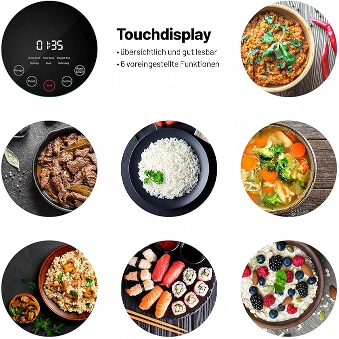 Low Sugar Rice Cooker Rice Cooker with Low Search Function 1.5L Delayed Start Keep Warm Inner Container Dishwasher Safe Non-Stick Coating (White)