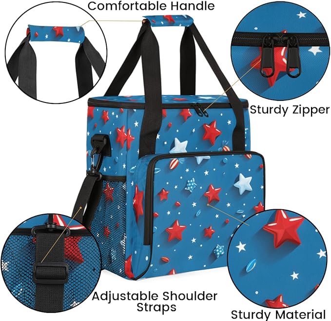 4th of JulyCelebration Coffee Maker Carrying Bag Travel Storage Bag Compatible with K-Mini or K-Mini Plus Single Serve Coffee Brewer Carrying Case with Multiple Pockets &amp Shoulder Strap