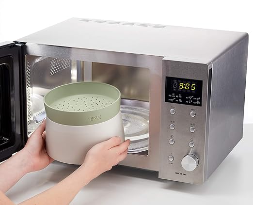 Lékué Microwave Rice Grain &amp Quinoa Cooker Set | 4.2 Cups | Non-Electric Pot for Making Cereals Rice or Grains at Home | All in One Set - Cook Drain &amp Serve with 1 Pot | Dishwasher Safe