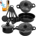7-Piece Non-Stick Aluminum Cookware Set - Pots and Pans Pot &amp Pan Sets Nonstick with Lids for Frying Boiling Stewing &amp Sauteing (Black)