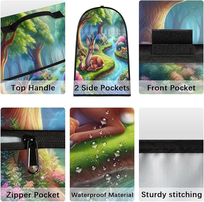 cfpolar Kitchen Aid Mixer Cover Compatible with 6-8 Quarts Animals Deer Trees River Stand Mixer Cover Kitchen Aid Mixers Accessories Appliance Organizer Bag Dust Covers with Zipper Pocket