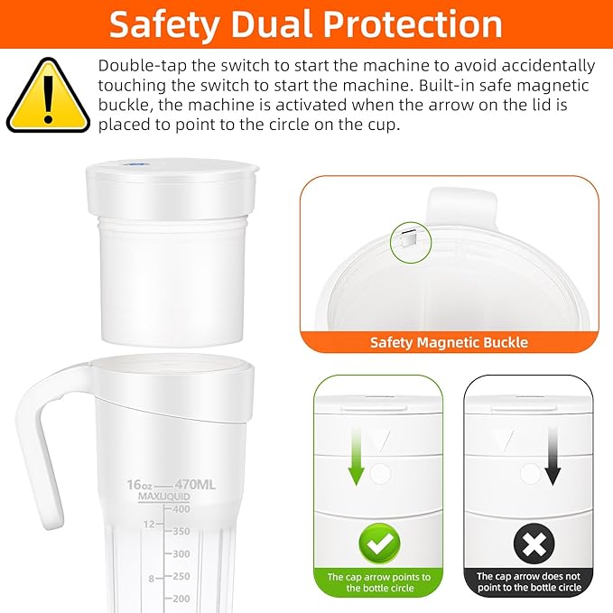Portable Blender for Shakes and Smoothies: Travel Blender16 Oz Mini Blender with 6 BladesUSB Rechargeablefor Making Fresh Juice Convenient for Travel and Sports