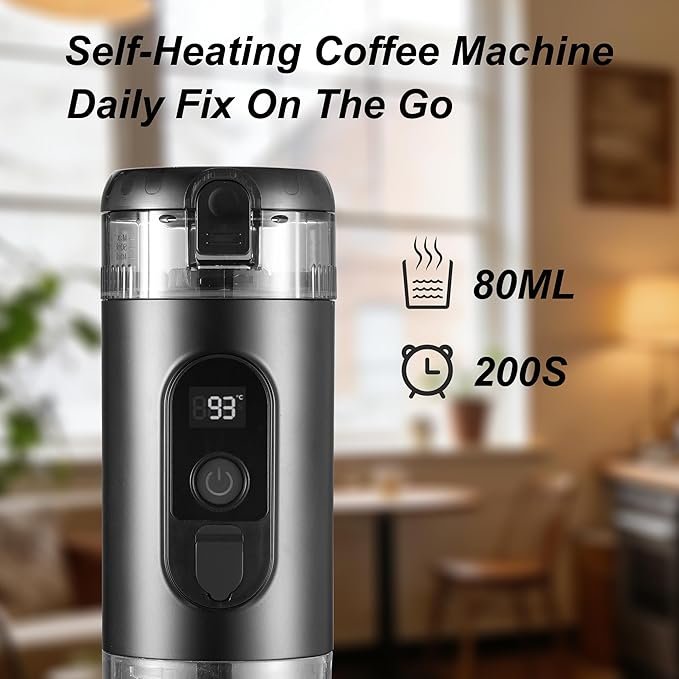 Portable Electric Espresso Machine Travel Coffee Maker 20 bar Mini Espresso Self-Heating Car Coffee Maker Compatible with Ground Coffee &amp NS Capsule for Camping RV Hiking Offic Black