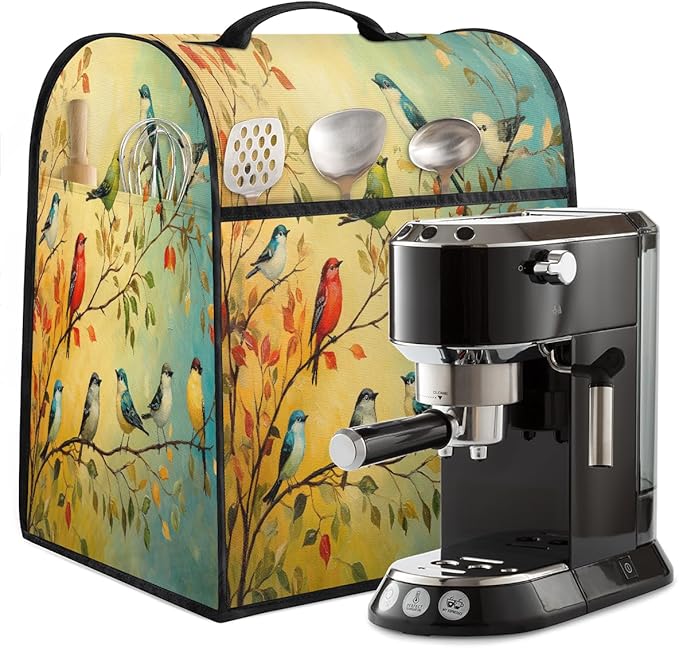 Kitchen Aid Mixer Cover Color Birds Leaves Animal Stand Mixer Cover Compatible with 6-8 Quarts Stand Mixers Dust Covers with Zipper Pocket Foldable Washable Kitchen Aid Organizer Bag