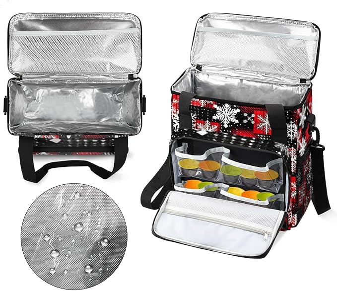 Xmas Snowflakes Coffee Maker Carrying Bag Christmas Snowflakes Travel Storage Bag Compatible with K-Mini or K-Mini Plus Single Serve Coffee Brewer Carrying Case with Pockets &amp Shoulder Strap