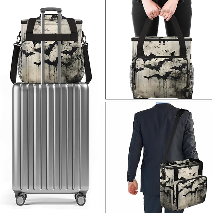 Magical Bat Coffee Maker Carrying Bag Oil Painting Bat Travel Storage Bag Compatible with K-Mini or K-Mini Plus Single Serve Coffee Brewer Carrying Case with Multiple Pockets &amp Shoulder Strap