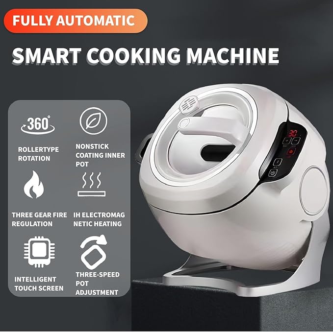 Intelligent Automatic Cooking Machine Automatic Cooking Wok Fried Rice Machine One-Click Smart Start 360° Automatic Rotation 2000W 6L