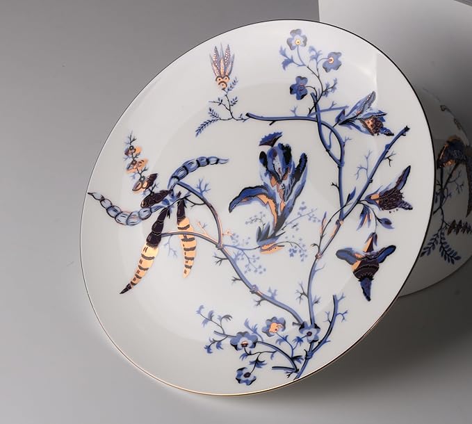 Bulgary Plates and Bowls Sets Dishes Set for 4 Ceramic Plates and Bowls Set Service for 4 Bone China Dinnerware Set Salad Dessert Plates and Cereal Bowls Set Microwave safe by KOKEN