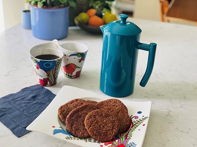 Frieling Double-Walled Stainless Steel French Press Coffee Maker Lagoon Blue 34 fl oz.
