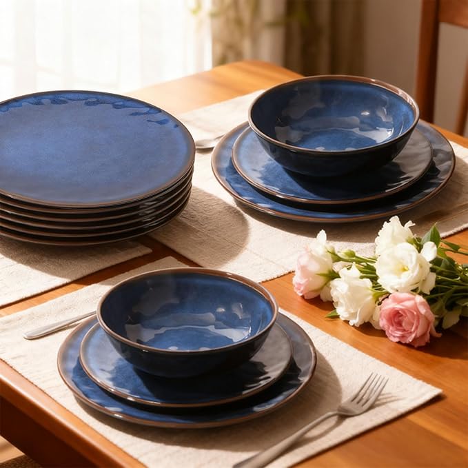 11Inch Blue Melamine Dinner Plates Set of 8BPA Free Non-Toxic Food Grade Unbreakable Dishwasher SafeShatter Chip ResistantLightweight Reusable for Kitchen Picnic Camping Restaurant