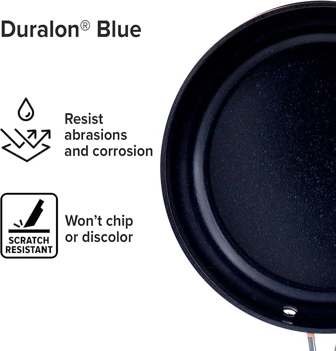 Nuwave 3-Piece Fry Pan Set 8” 10” 12” Forged Lightweight G10 Healthy Duralon Blue Ceramic Ultra Non-Stick Induction-Ready &amp Works on All Cooktops Ergonomic Stay-Cool Handles