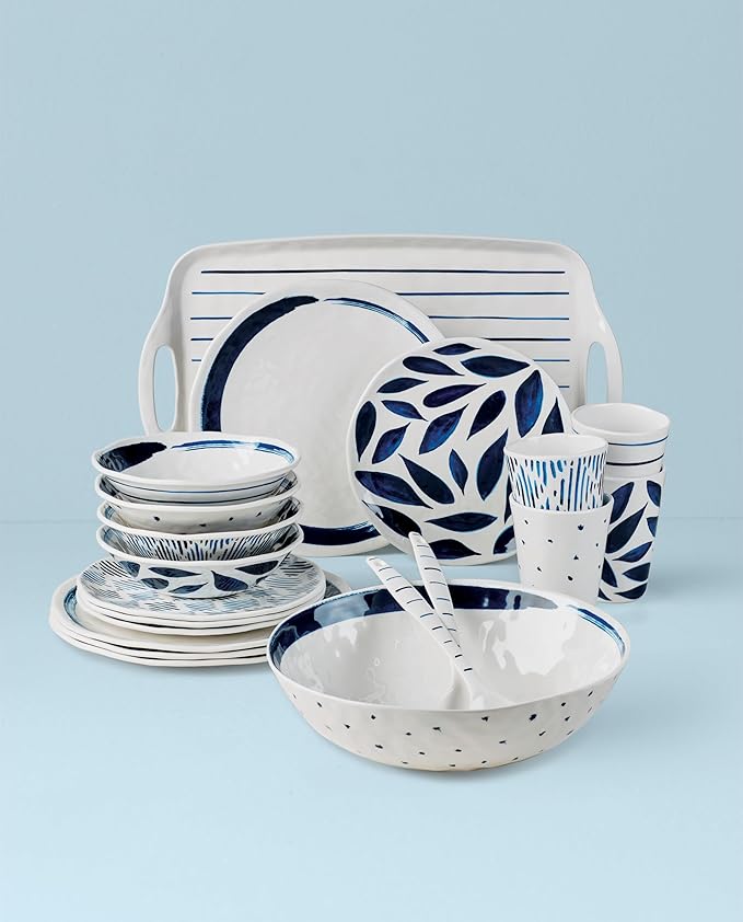 Lenox 895324 Blue Bay Melamine 20-Piece Dinnerware Set Lightweight Melamine Material