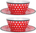 Dinnerware Set Red Dot Pattern Salad Dish Set 4PCS Reusable Fruit Food Dish Dinnerware Household Imitation Porcelain Accessory