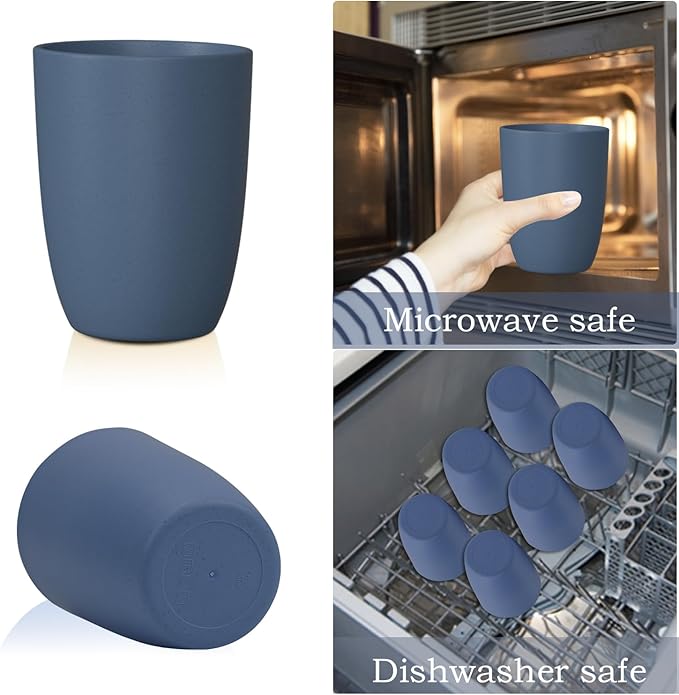 Homienly Plates and Bowls Sets of 8-24PCS Wheat Straw Dinnerware Set Serving Bowls Dinner Plate Microwave safe Cups for Kitchen (Blue)
