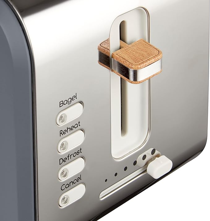 Swan Nordic Toaster 2 Slice with Extra Wide Slots for Bagels Waffles Breads Cancel Defrost and Bagel Function 6 Brown Settings Slate Grey (ST14610GRYN)