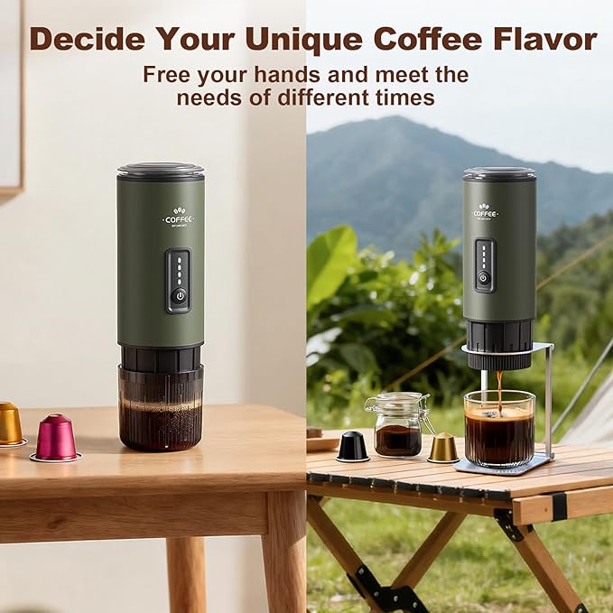Portable Espresso Maker 3 in 1 Coffee Maker Set with Carrying Bag and Coffee Stand Coffee Machine Works with Ground Coffee &amp Capsule Pod Self-Heating Brewer with USB-C for Travel Hiking Offic