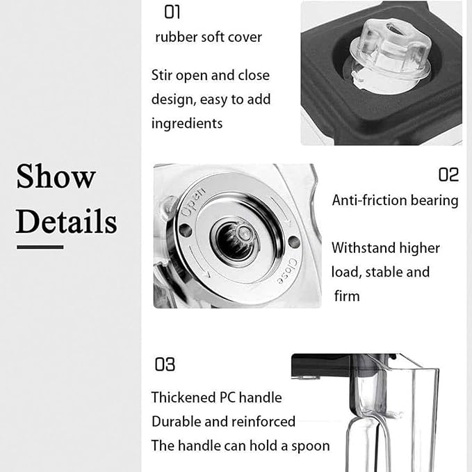 Professional Smoothie Blender Commercial Countertop Blender with Shield Quiet Sound Enclosure Electric Smoothie Maker Automatic Cleaning Fruit Juicer Ice Crusher for Home Restaurants Hotels