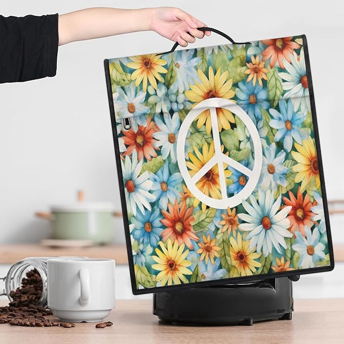 cfpolar Kitchen Aid Mixer Cover Compatible with 6-8 Quarts Colorful Flower Peace Sign Stand Mixer Cover Kitchen Aid Mixers Accessories Appliance Organizer Bag Dust Covers with Zipper Pocket