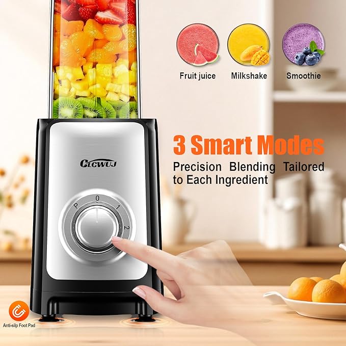 Smoothie Blender Personal Blender for Shakes and Smoothies12Pcs Coffee Grinder and Countertop Blenders Combo for Kitchen Portable Smoothie Blenders with 10oz/17oz x2/23oz Cups (BLACK) (black2)