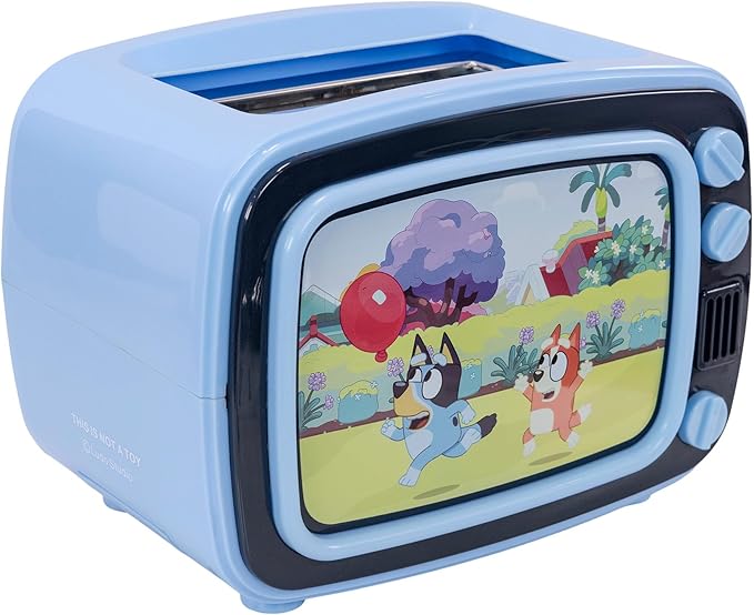 Uncanny Brands Bluey Retro TV Toaster with Light Up Frame Two Slice Model with Bluey Toast Design Themed Kitchen Appliance