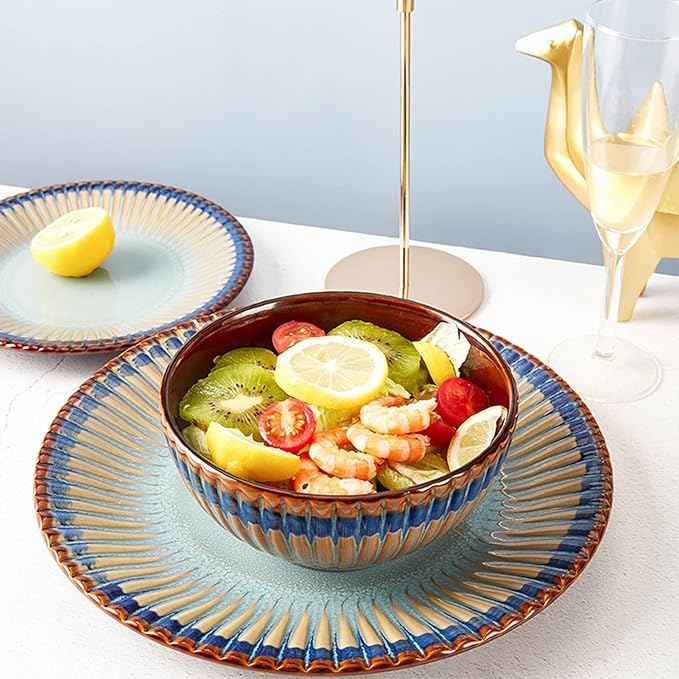 GaRcan 16-Piece Porcelain Dinnerware Set Service for 4 Kitchen Stoneware Dinnerware Sets Plates and Bowls Sets Dinner Dishes Set with Dinner Plates