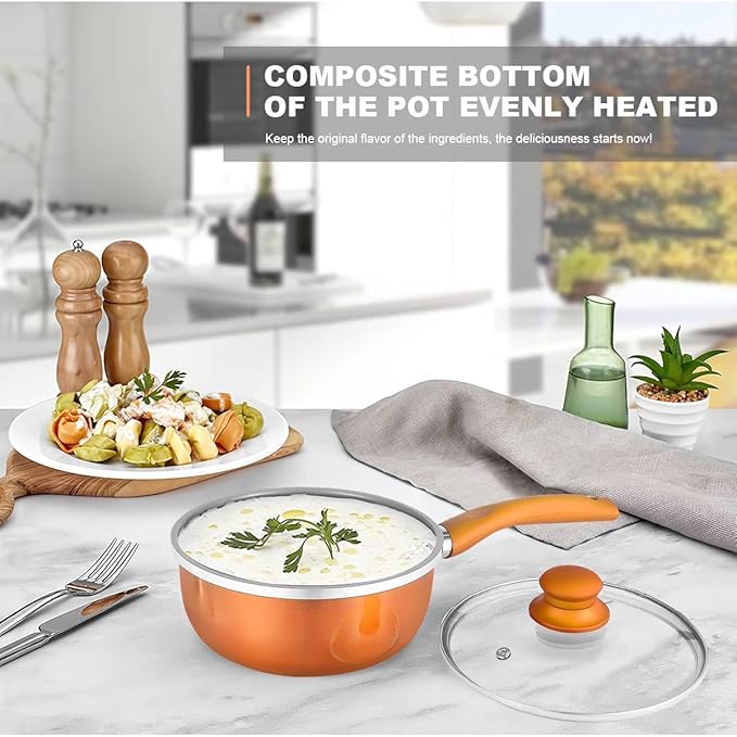 Nonstick pan pan set wok soup milk pot 3 piece set orange