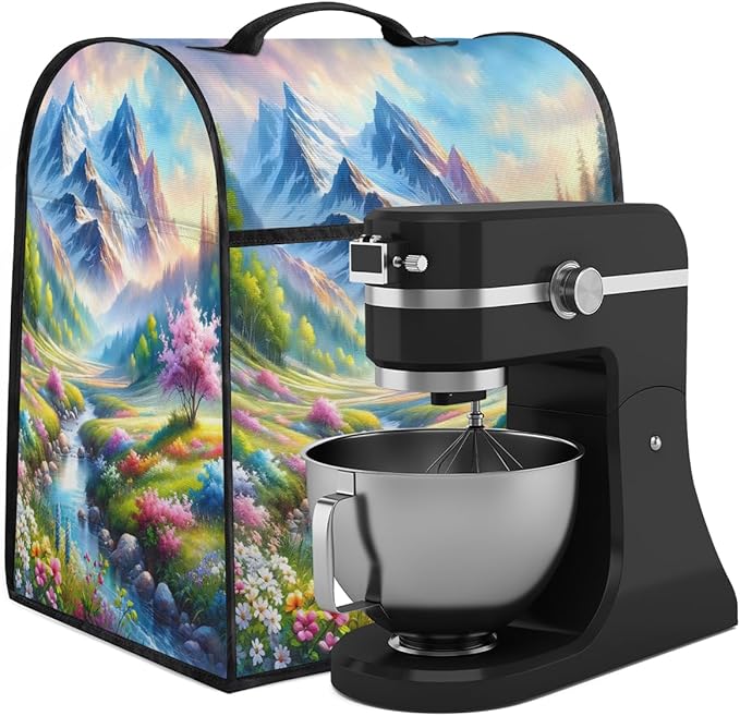 cfpolar Kitchen Aid Mixer Cover Compatible with 6-8 Quarts Flowers Trees River Stand Mixer Cover Kitchen Aid Mixers Accessories Appliance Organizer Bag Dust Covers with Zipper Pocket