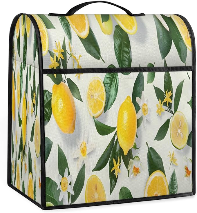 cfpolar Kitchen Aid Mixer Cover Compatible with 6-8 Quarts Yellow Lemon Flower Stand Mixer Cover Kitchen Aid Mixers Accessories Appliance Organizer Bag Dust Covers with Zipper Pocket