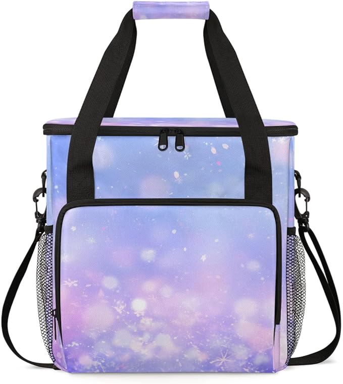 Glitter Coffee Maker Carrying Bag Blue Sequin Portable Travel Storage Tote Bag Compatible with K-Mini or K-Mini Plus Single Serve Coffee Brewer Carrying Case with Multiple Pockets &amp Shoulder Str