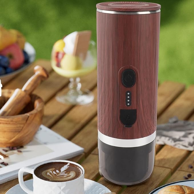 Sanpyl Portable Electric Espresso Machine Travel Coffee Maker for Camping Rechargeable Coffee Maker Self Heating for Coffee Capsule Ground Coffee for RV Hiking Office