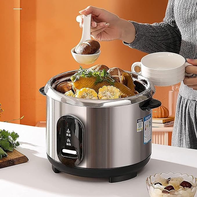 HousewaresRice Cooker with Steamer 304 Stainless Steel Inner Pot Intelligent Insulation Make Rice &amp Steam Healthy Food &amp Vegetables (6L)