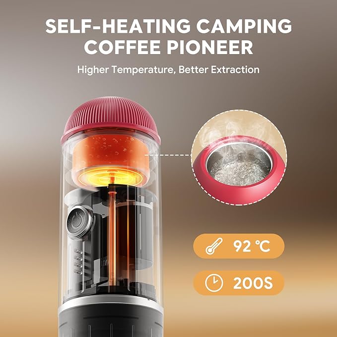 Portable Electric Espresso Machine Travel Coffee Maker for Camping Car Self-Heating Coffee Machine with USB-C Compatible With NS Capsules &amp Ground Coffee Portable Coffee Maker for HikingRVOf