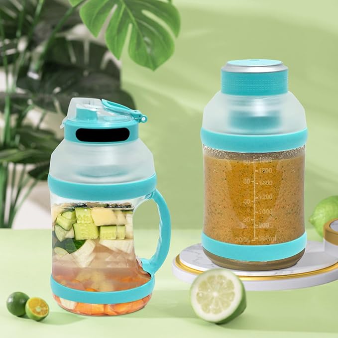 Topyond Portable 2L Sport Blender with 18000rpm Motor 4000mAh Rechargeable Battery USB ChargingDouble Cap Design for Shakes Smoothies JuicesTravel Essential (Blue Green)