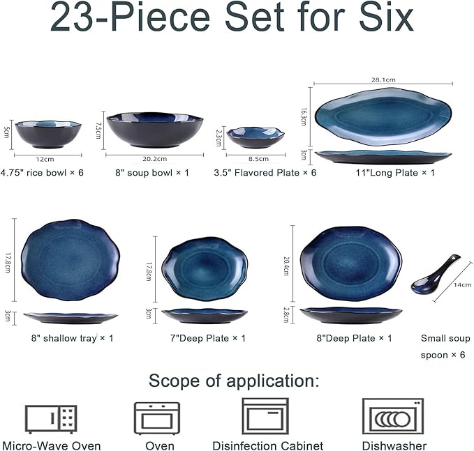 Stoneware Dinnerware Set Kitchen and Dining 23 Piece Porcelain Dinnerware SetsService for 6Ceramics Dishes Dinner Set