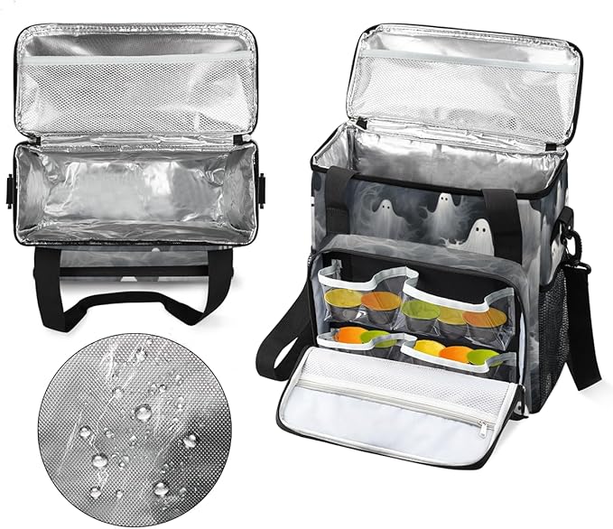 Halloween Ghosts Coffee Maker Carrying Bag Graffiti Ghosts Travel Storage Bag Compatible with K-Mini or K-Mini Plus Single Serve Coffee Brewer Carrying Case with Multiple Pockets &amp Shoulder Stra