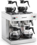 Dual Drip Commercial Coffee Maker 200 Cup/hour 7.2L Pour Over Coffee Machine with 4 Glass Carafe and 4 Warmers Stainless Steel Double Coffee Brewer Staition for Restaurant and COFFEE Bar