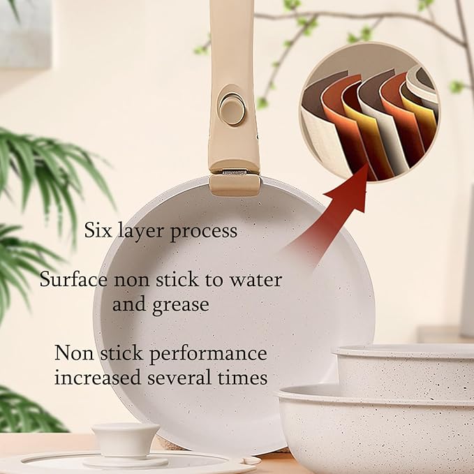 15pcs Pots and Pans Set Non Stick Kitchen Cookware Set with Detachable Handle RV Cookware Set Dishwasher Oven Safe