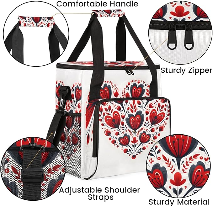 Mandala Heart Coffee Maker Carrying Bag Portable Travel Storage Tote Bag Compatible with K-Mini or K-Mini Plus Single Serve Coffee Brewer Carrying Case with Multiple Pockets &amp Shoulder Strap