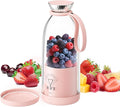 Portable Blender Personal Smoothie Maker with 6 Blades Rechargeable Mini Juicer Cup 17 oz with Travel Lid for Outdoors Camping Office Kitchen (Pink)
