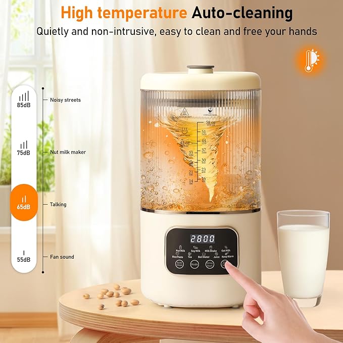 10 in 1 Nut Milk Maker Machine58oz Auto Soy Milk Maker with 20 BladesLED DisplayNut Milk Maker with 24H Delay Start&amp12H Keep WarmAlmond Milk MakerOatSoyPlant-Based MilkJuice for Homemade