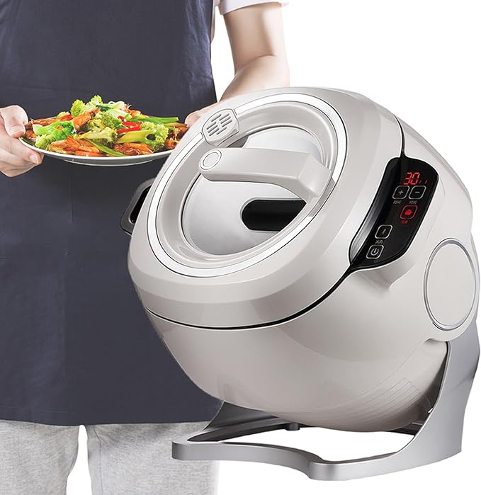 Portable Automatic Stir Fry Cooker Automatic Cooking Machine 360° Automatic Rotation and 3 Speed Adjustable Touch Panel Cooker Robot for Home Outdoor Camping