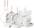 SENSARTE 24 Piece Pots and Pans Set Nonstick Detachable Handle Cookware Induction Kitchen Cookware Set with Removable Handle Healthy Non Stick for RV Dishwasher ＆ Oven Safe (White)