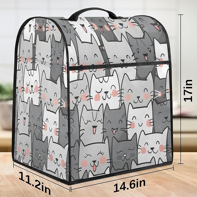 cfpolar Kitchen Aid Mixer Cover Compatible with 6-8 Quarts Cute Cat Kitten Stand Mixer Cover Kitchen Aid Mixers Accessories Appliance Organizer Bag Dust Covers with Zipper Pocket