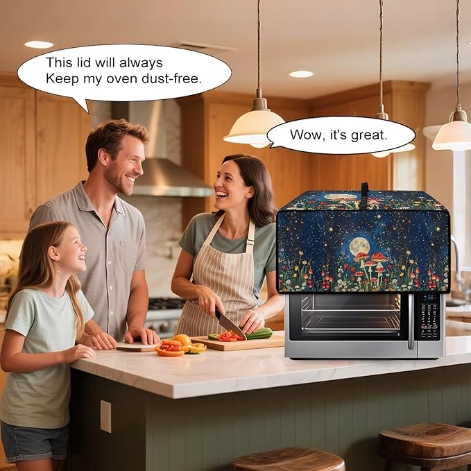 Convection Toaster Oven Cover with Storage Pockets Fits Machines Up to 20.5x16.5x10 Convection Toaster Oven Covers for Family Kitchen Essential Mushroom Flower