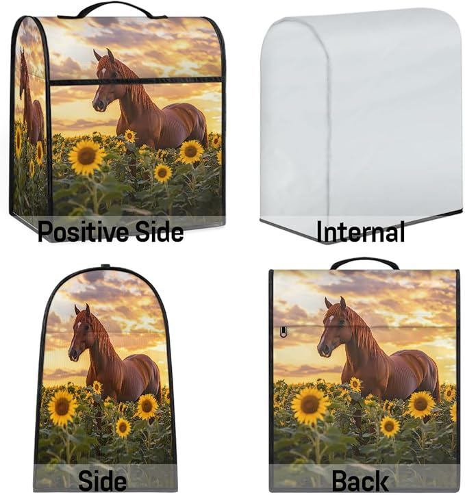 cfpolar Kitchen Aid Mixer Cover Compatible with 6-8 Quarts Animal Horse Sunflower Stand Mixer Cover Kitchen Aid Mixers Accessories Appliance Organizer Bag Dust Covers with Zipper Pocket